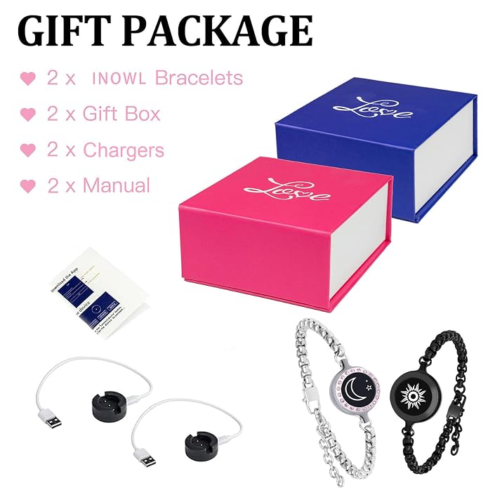 totwoo Sun & Moon Smart Touch Bracelets for Couples - Long Distance Relationship