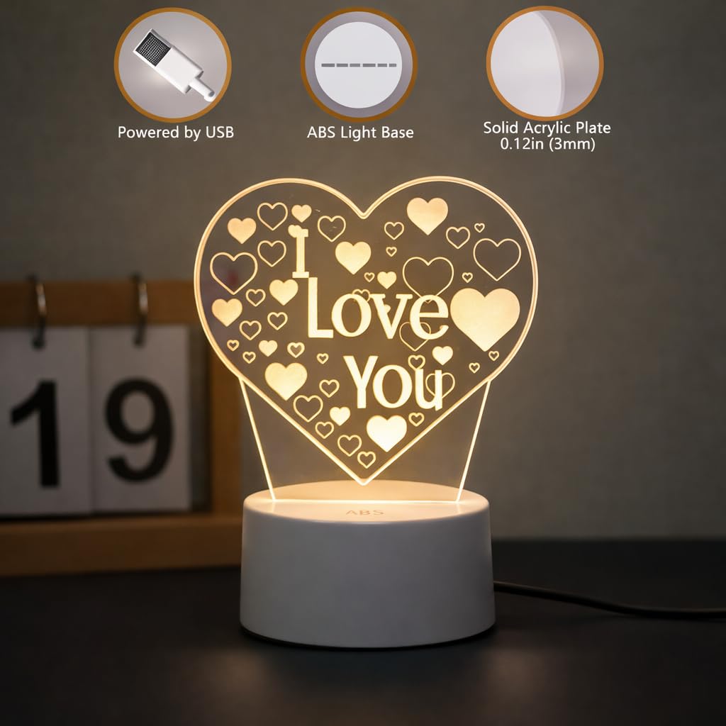 Romantic "I Love You" Heart LED Table Lamp