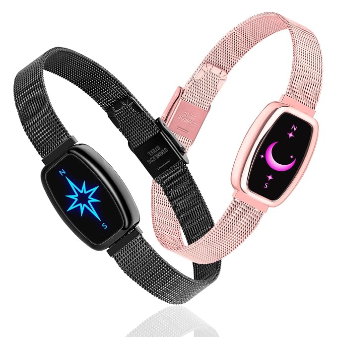 Smart Long Distance Touch Bracelets for Couples – Premium Mesh Band Matching Jewelry Set – Customizable Light & Vibration