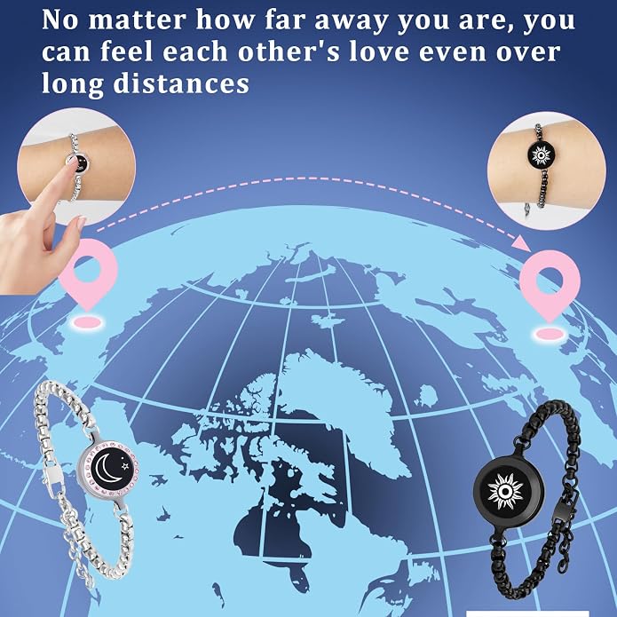totwoo Sun & Moon Smart Touch Bracelets for Couples - Long Distance Relationship